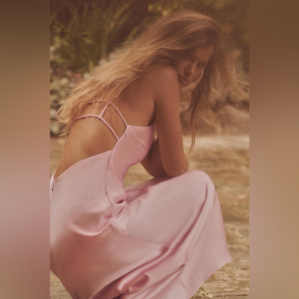Zara Blush Satin Chemise - Picture 2 of 4
